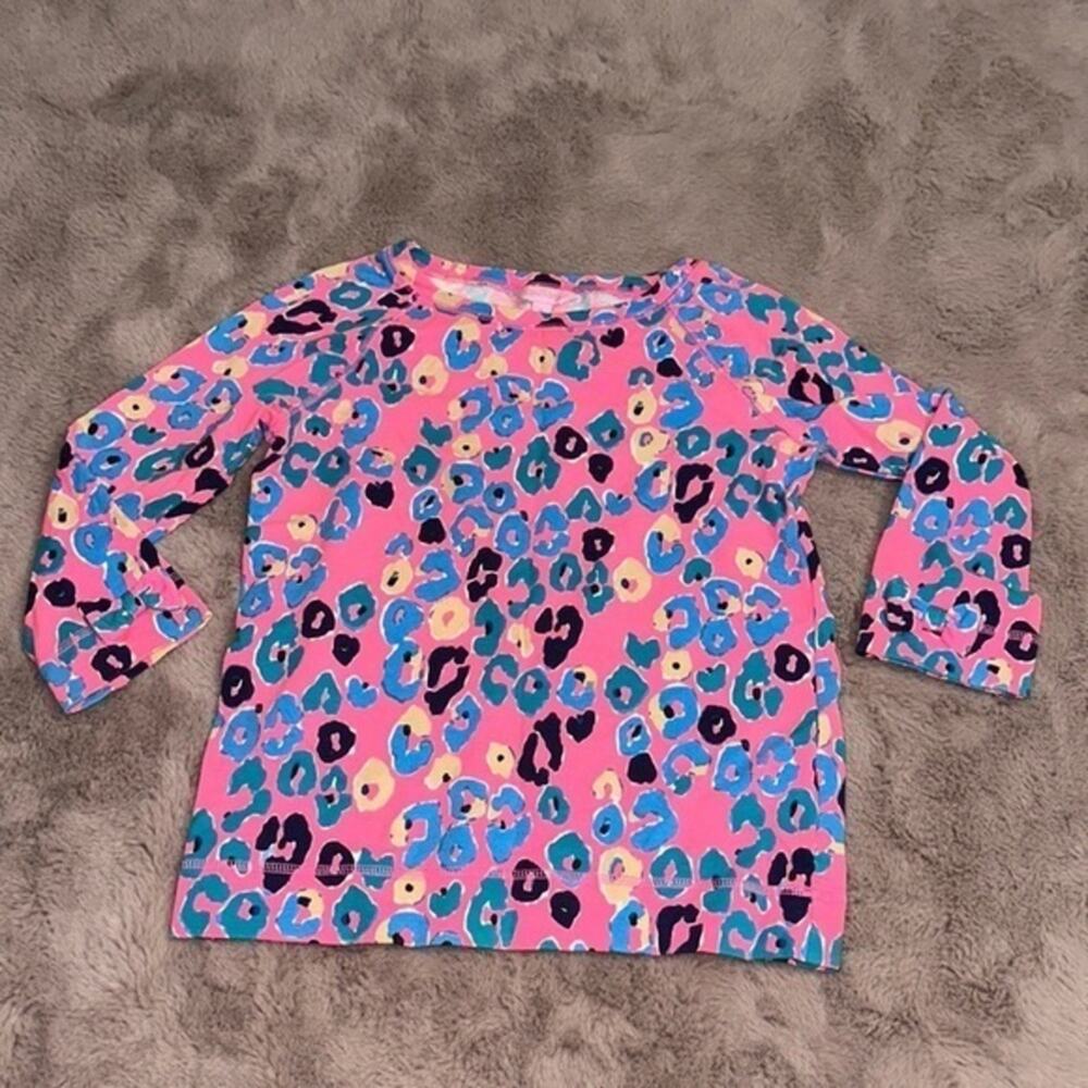 Lilly Pulitzer Corine Paws Off Leopard Pink Long Sleeve Shirt Size M Girls